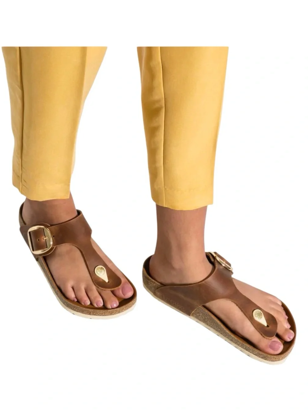 Birkenstock Women's Gizeh Big Buckle Sandals Cognac Oiled Leather, Size 10, NWOT